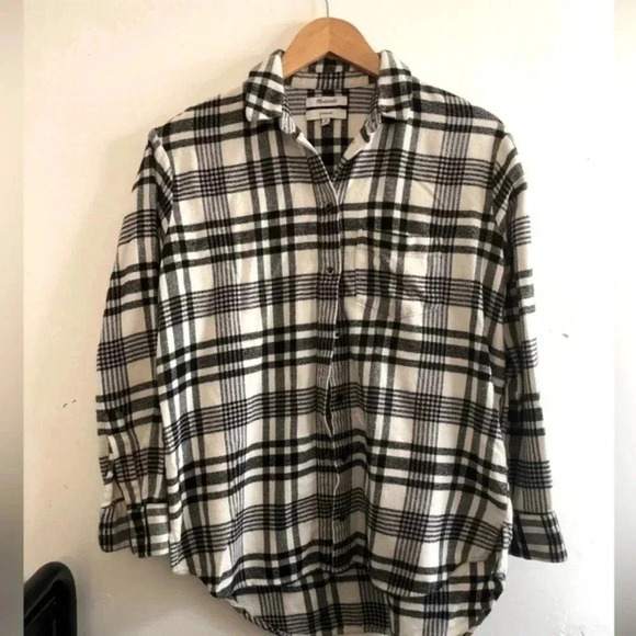 Madewell Flannel Oversized Ex-Boyfriend Shirt in‎ Romana Plaid XS - Picture 1 of 13
